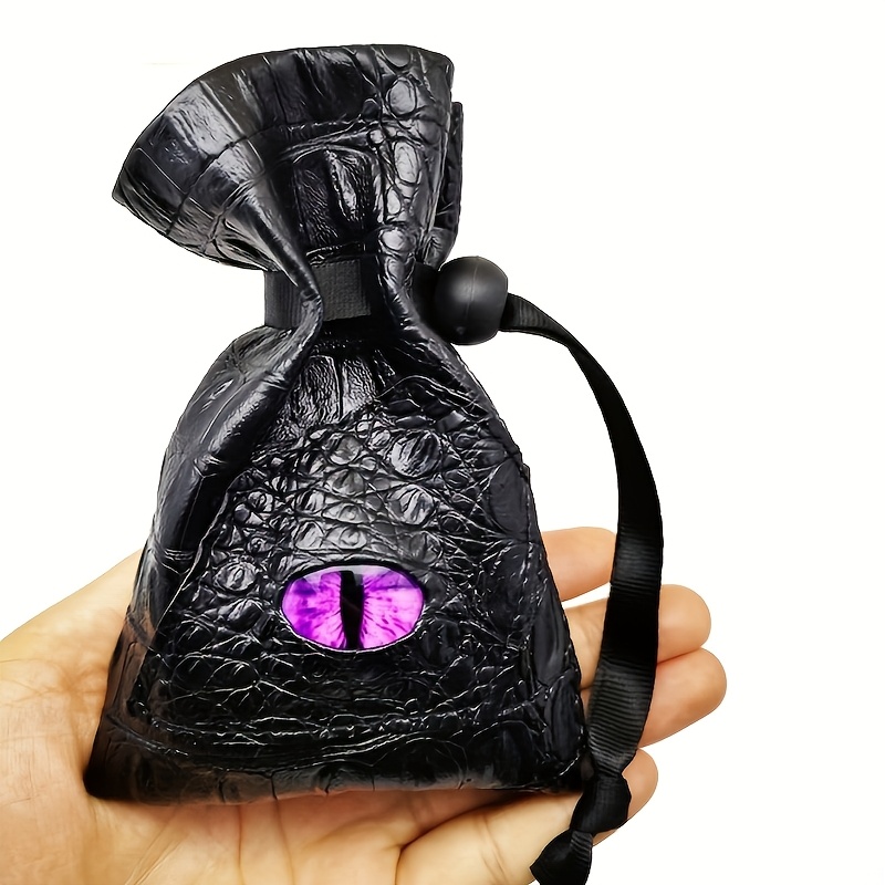 Drawstring PU Leather Dice Bag for Card Storage